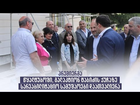 პრემიერმა წყალტუბოში, გალაკტიონ ტაბიძის ქუჩაზე სარეაბილიტაციო სამუშაოები დაათვალიერა