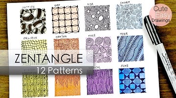 12 Zentangle Patterns Easy - Zentangle Doodle Art for Beginners (Part 3) | Cute Easy Drawings