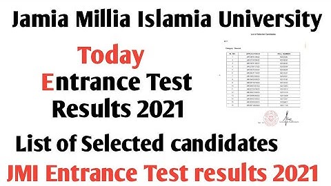 Jamia Millia Islamia results list of Selected candidates 2021 Jamia today MSC Biosciences results