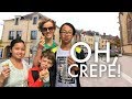 EATING OUR FIRST CRÊPE AT A FRENCH STREET MARKET : Traveling Full-time w/9 kids