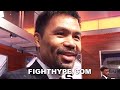 PACQUIAO REACTS TO SPENCE SIZE DIFFERENCE AFTER FIRST FACE OFF; GRINS UNBOTHERED & SAYS "USED TO IT"