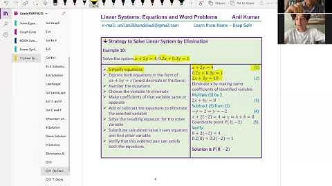 Elimination Method and Applications Linear System Anil Kumar with IBSL Student MPM2D