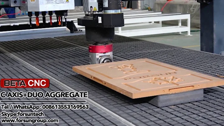 CNC router with C axis and Duo Aggregate for wood engraving