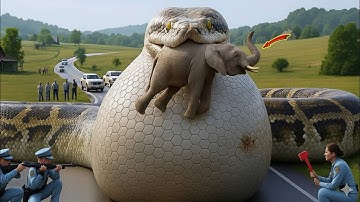 Heroic Rescue Team Saves a Mother Elephant from a Giant Python Attack