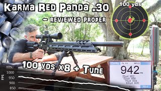 NEW Karma Red Panda .30 (100 Yards Tested x8) FULL REVIEW + 100 FPE Custom Tune - 2025 Spec Airgun