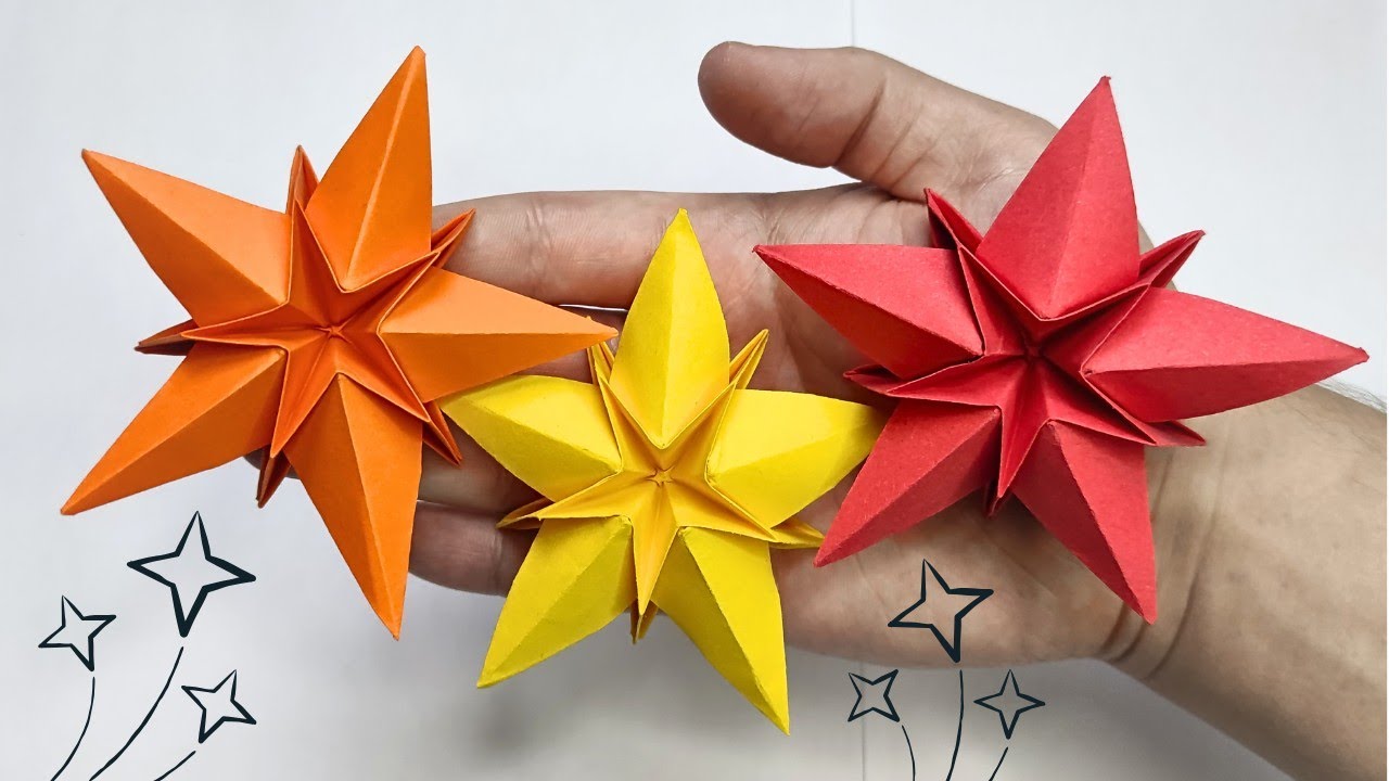 How to make 3D Christmas star⭐, Easy paper star craft