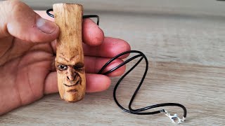 Как сделать простой деревянный кулон в форме лица, вырезанный вручную