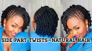 How to Do Two Strand Twists on 4C Hair | Easy Flat Twists Updo Tutorial for Natural Hair | Side Part