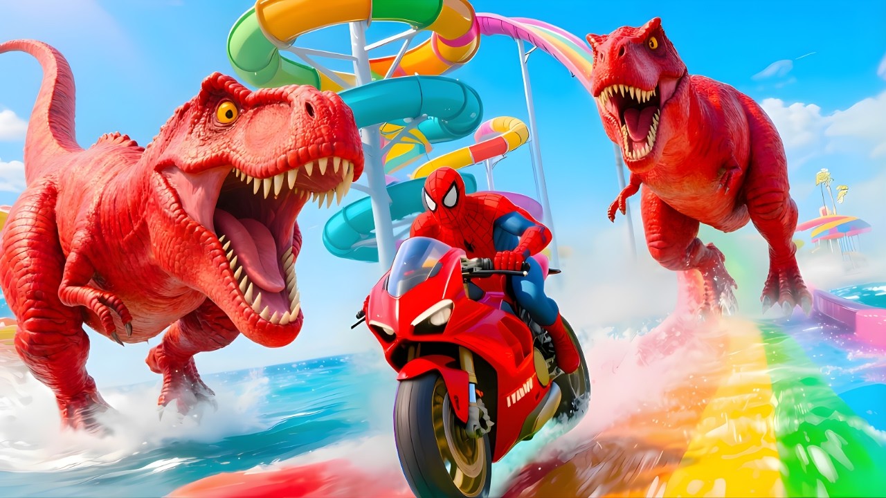 SPIDER-MAN Wins The Giant Legendary Dinosaur T-Rex Racing Championship l Epic GTA 5 Racing Challenge