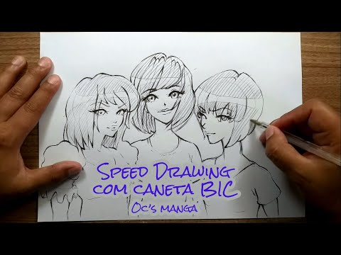 Speed drawing com caneta BIC - Oc's mangá