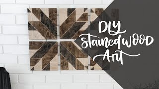 DIY Geometric Wood Stained Art - Quick And Easy Wall Decor