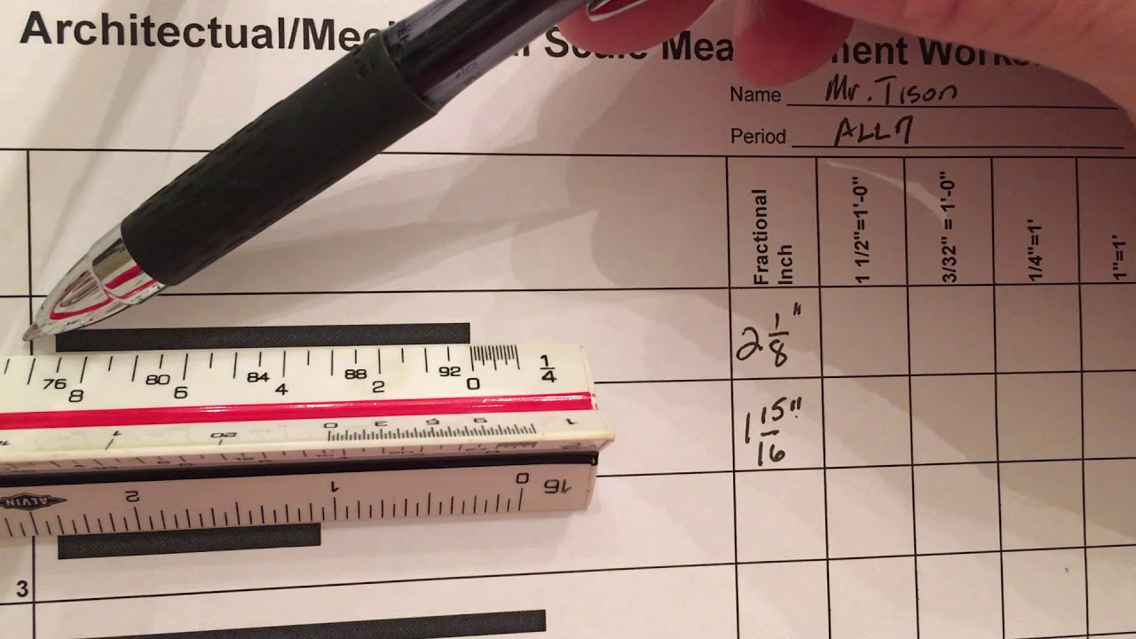 How to read an architectural scale where 1/4=1' 