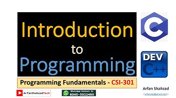Programming Fundamentals (03)| Introduction to Programming| by Arfan Shahzad