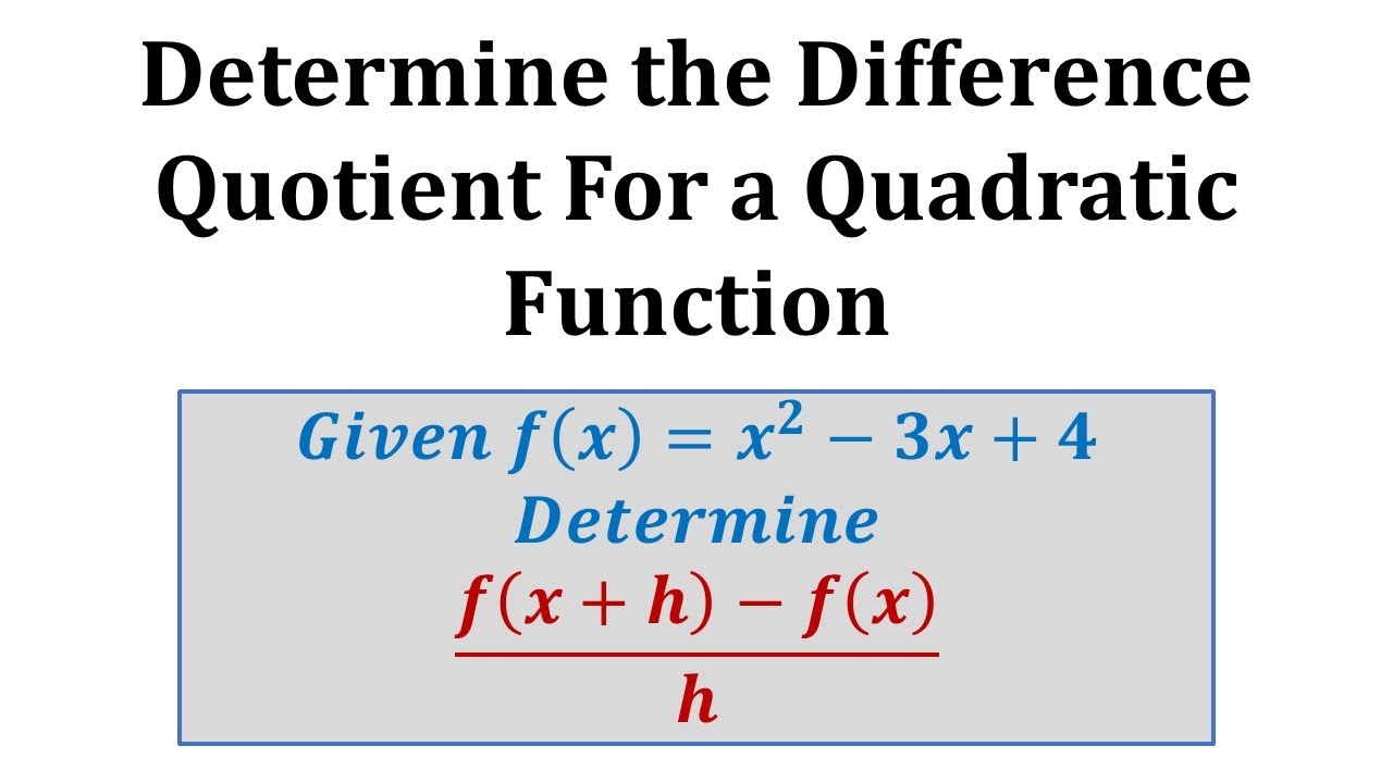 Ex 29: The Difference Quotient (Quadratic Function)