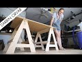 2 Sturdy Sawhorses from 1 Sheet of Plywood to Make Table