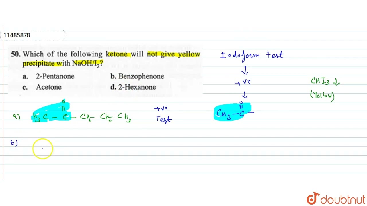 Which of the following ketone will not give yellow... - youtube