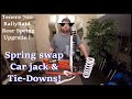 Tenere 700 Rear Spring swap. floor jack & tiedowns. DIY at home