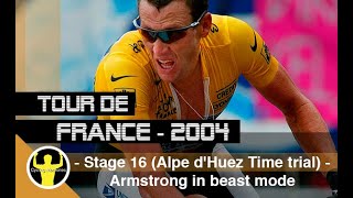 Tour de France 2004 - stage 16 - Alpe d&#39;Huez time trial - Lance Armstrong in beast mode
