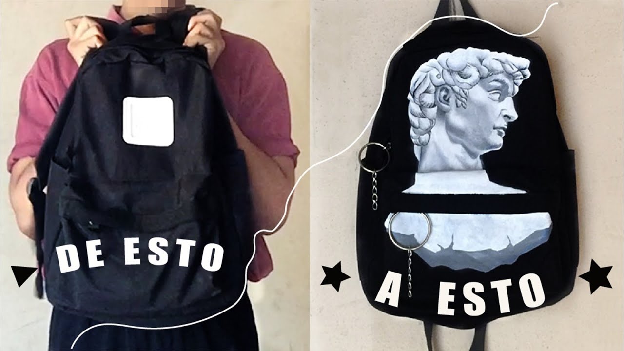 DIY * DECORA TU MOCHILA ESTILO * AESTHETIC * CON PINTURA DE TELA - YouTube