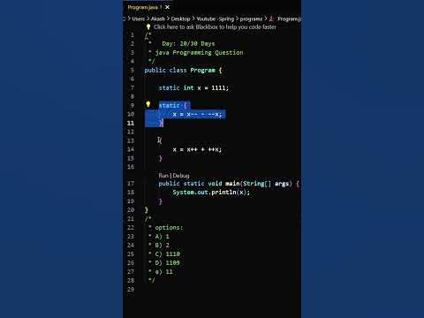 Day:20/30 java Programming questions#java #programming #interview #mcq ...