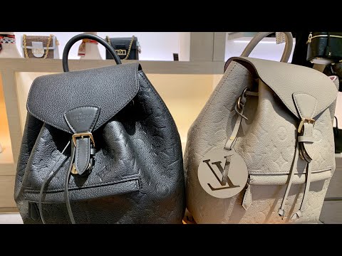 LOUIS VUITTON Montsouris Monogram Empreinte Leather Backpack Beige