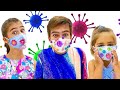 Nastya menjahit topeng yang indah untuk teman teman | Настя шьёт красивые маски для друзей