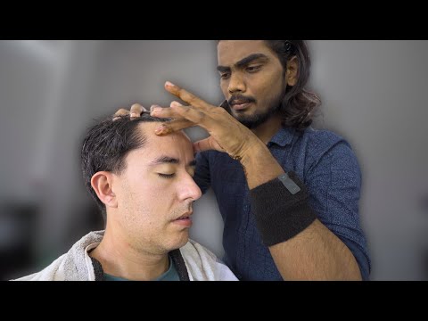 💈Muscle Relaxing ASMR Face and Body Massage in Indian Barbershop