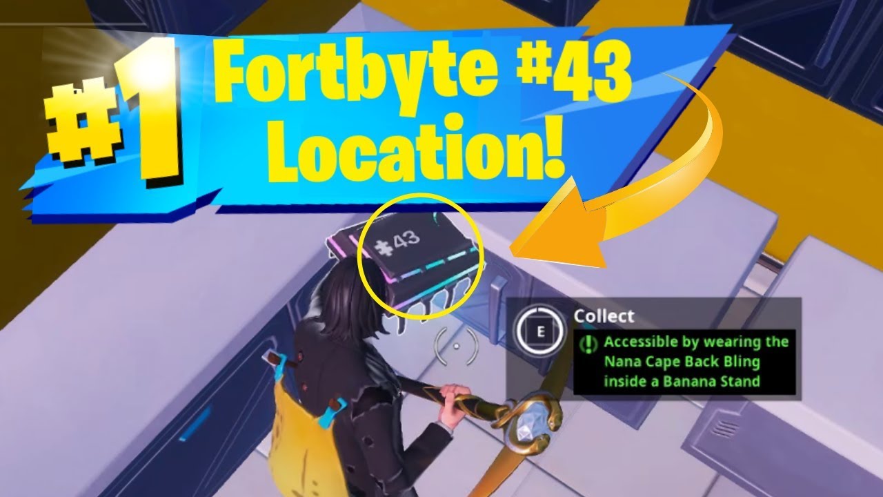 Guide to Fortbyte #43 Location! Accessible by wearing the Nana Cape inside a Banana Stand