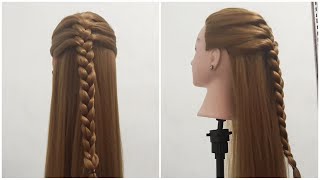 peinado para niña con trenza cabello suelto para cabello largo/hairstyle for girl