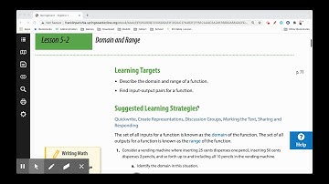 Springboard Algebra 1 Lesson 5-2 Domain & Range