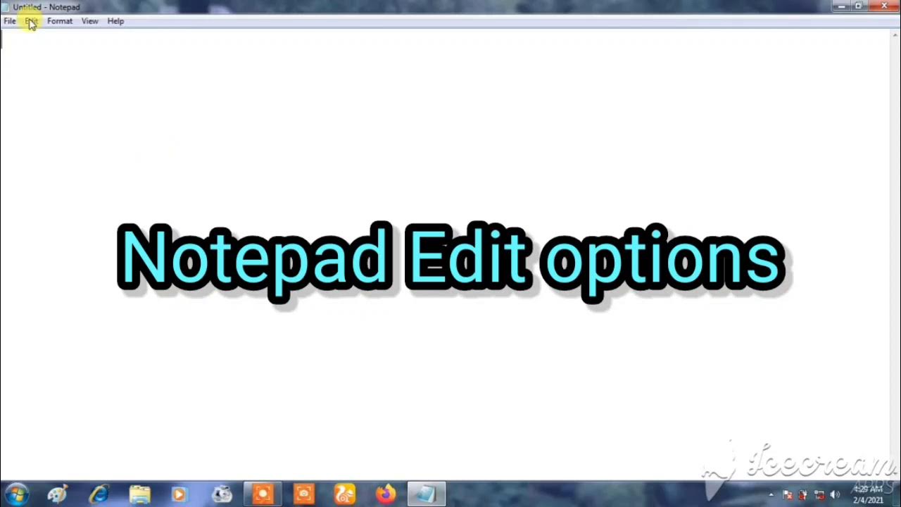 Notepad, Edit options, undo, cut, copy, paste, delete in tutorial tamil