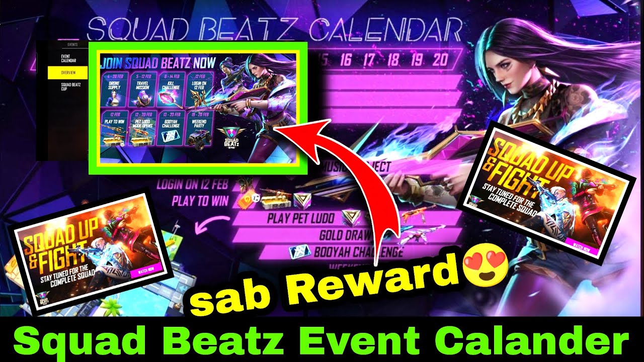 Free Fire Squad Beatz Calendar Details | Free Fire Squad Beatz Event | Free  Fire Squad Beatz Event - YouTube