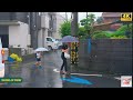 【4K HDR】 3 Hours Heavy Rain ASMR | Walk in Shukugawara（宿河原）Kanagawa Japan |Relaxing Natural ambience