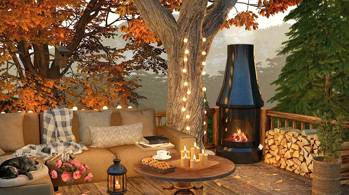 Autumn Cozy Ambience on Treehouse Porch with Falli...