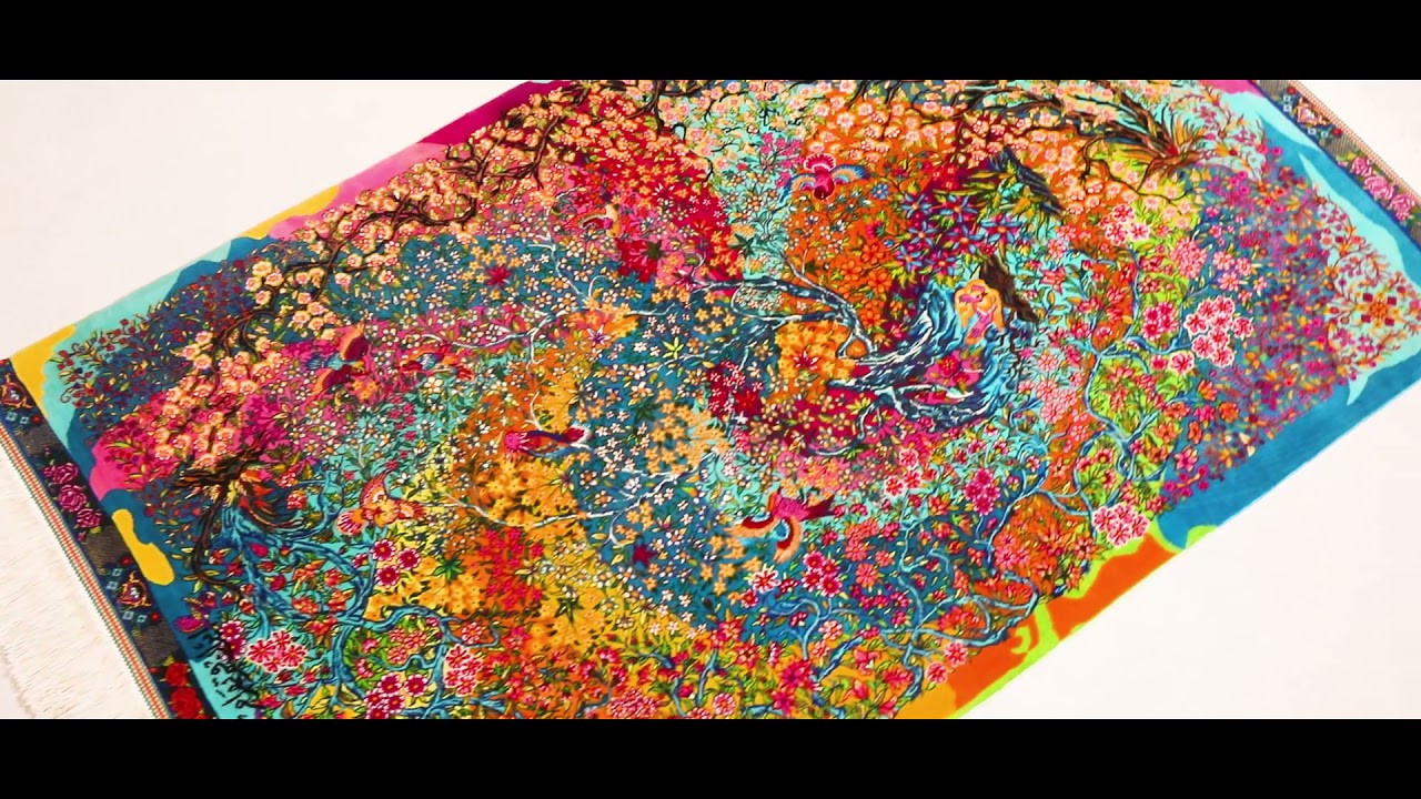 バハラムモハマディ工房 生命の樹（花の旋回）フルカラー 80×131cm