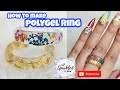 How to make Polygel Ring with Dried Flowers and Gold Flakes