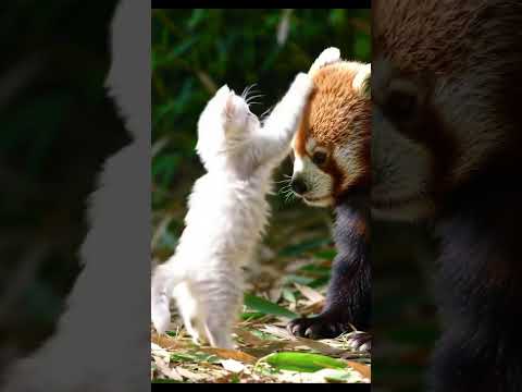 レッサーパンダと対決!? 空回りするペルシャ子猫が可愛すぎる【Persian Kitten vs Red Panda – Adorably Awkward】#猫 #shorts