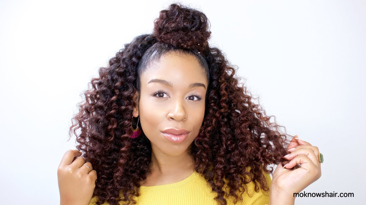 Half Bun Twist-Out with MoKnowsHair Curl Collection - YouTube