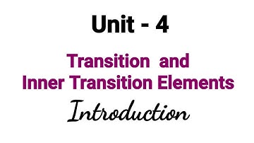 Introduction | Transition and Inner Transition Elements | TN 12th Chemistry | Unit 4 | in Tamil