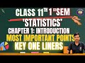 Statistics | CLASS 11 | INTRODUCTION | WBHSC 2025 | ONE LINERS &amp; IMPORTANT NOTES | VTS CLASSES