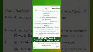 BSC 5th Semester Maths Paper 2 | Numerical Analysis and Operation Research | 2025-26 #shortsfeed