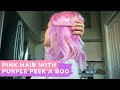 I dyed my hair pink with a purple peek a boo!