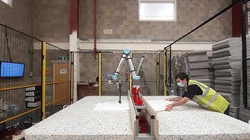 Two-station UR drilling cell with bespoke turntable, designed & automated for Clinchplain