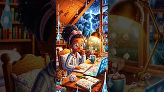 girl studing in rainy night #animation #shortvideo #shorts #