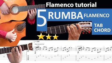 5 Rumba Flamenco Tutorial Guitar with tab & chords for performance (Full version pieces)
