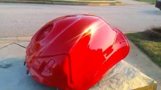 Painting Motorcycle Gas Tank: UreKem Jalapeno Red No Buff Done