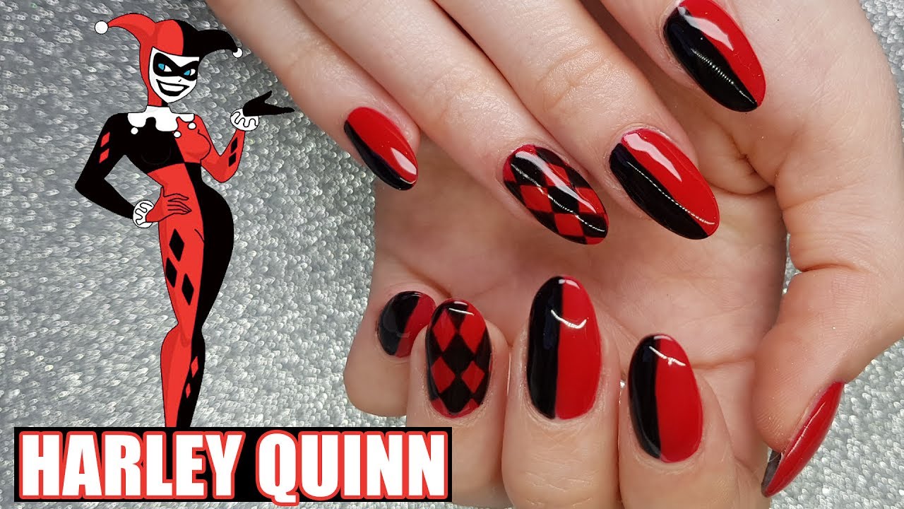 Harley Quinn Gel Nail Designs for Short Nails - wide 3