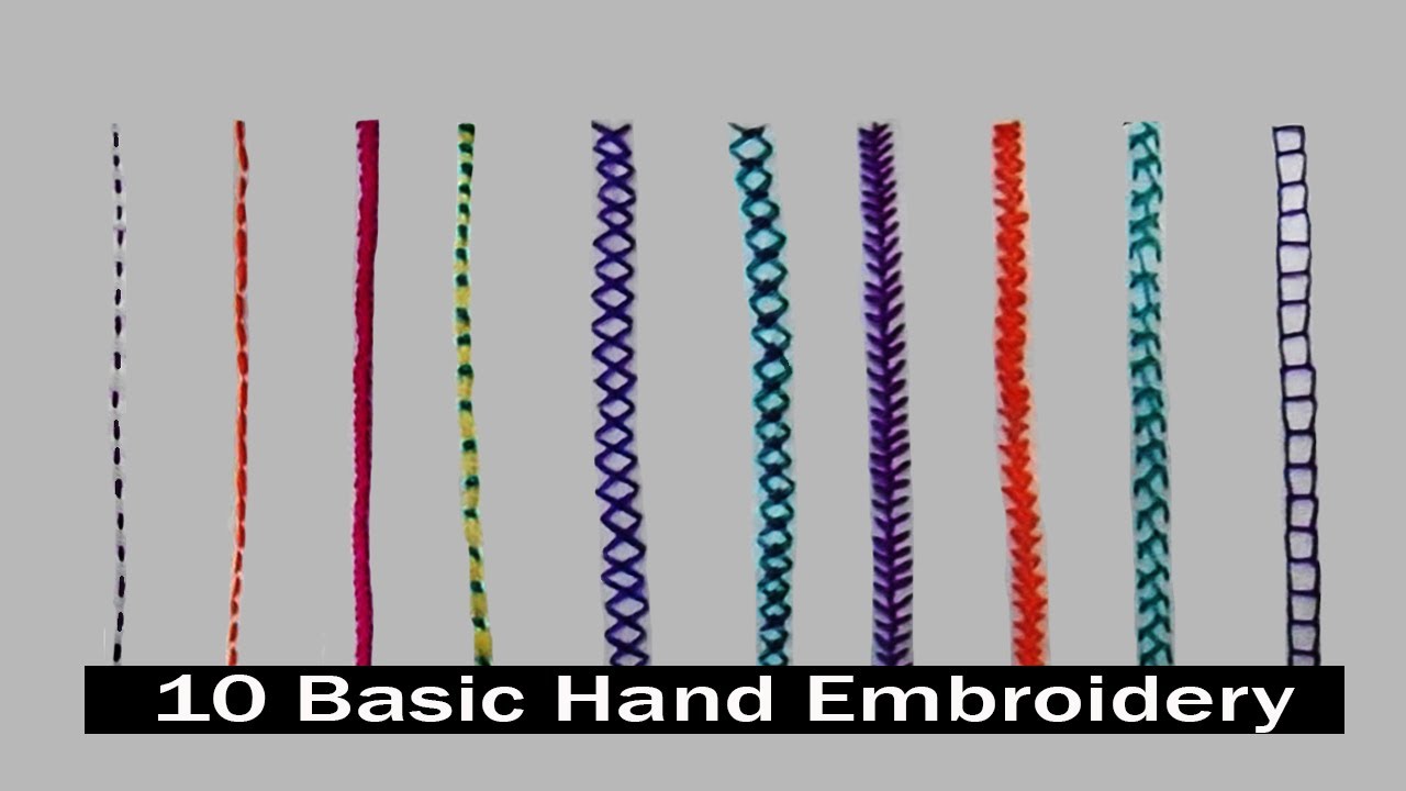 10 Basic Hand Embroidery Stitches For Beginners হাতের সেলাই YouTube