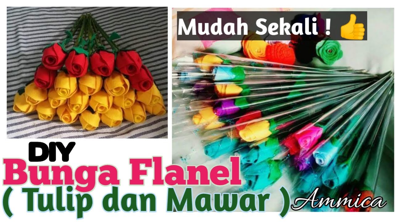 Cara membuat bunga  flanel  DIY Felt Flowers Tulip  and 