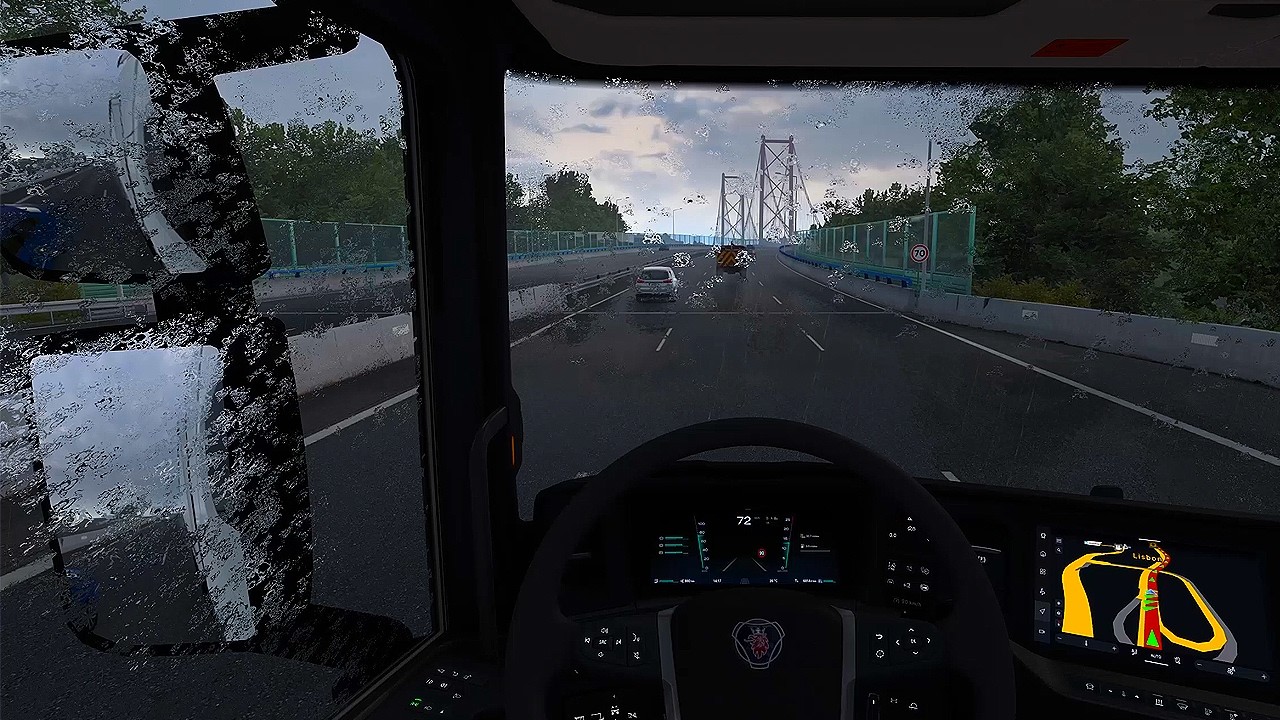 ETS2 | Lisbon → Setúbal | Scania S Series | Rain Sound & Pure Engine